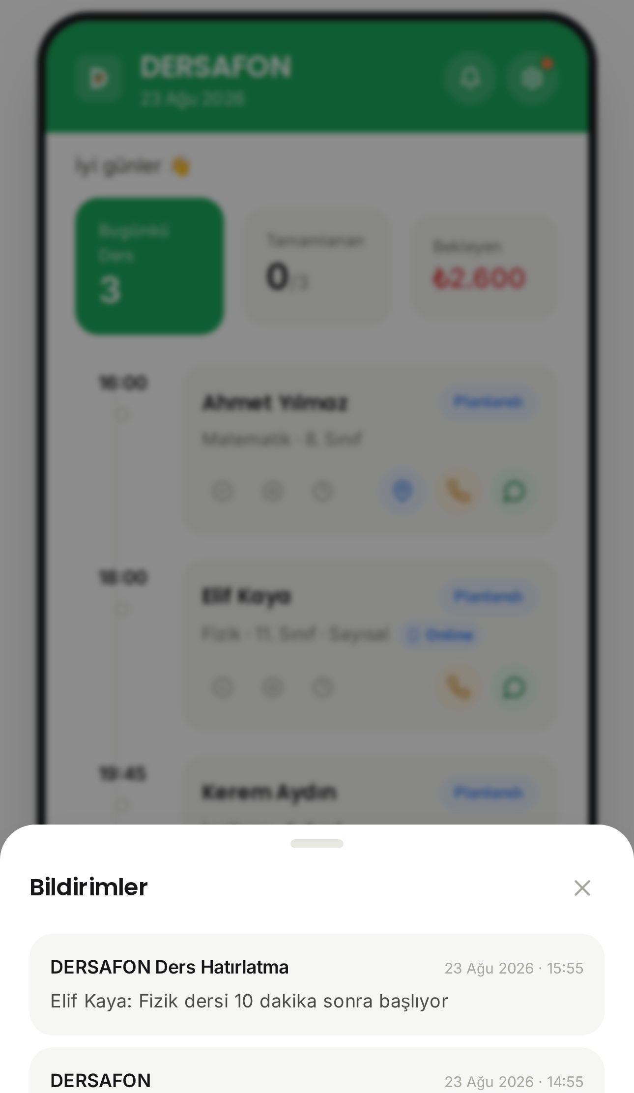 Bildirimler ekranı