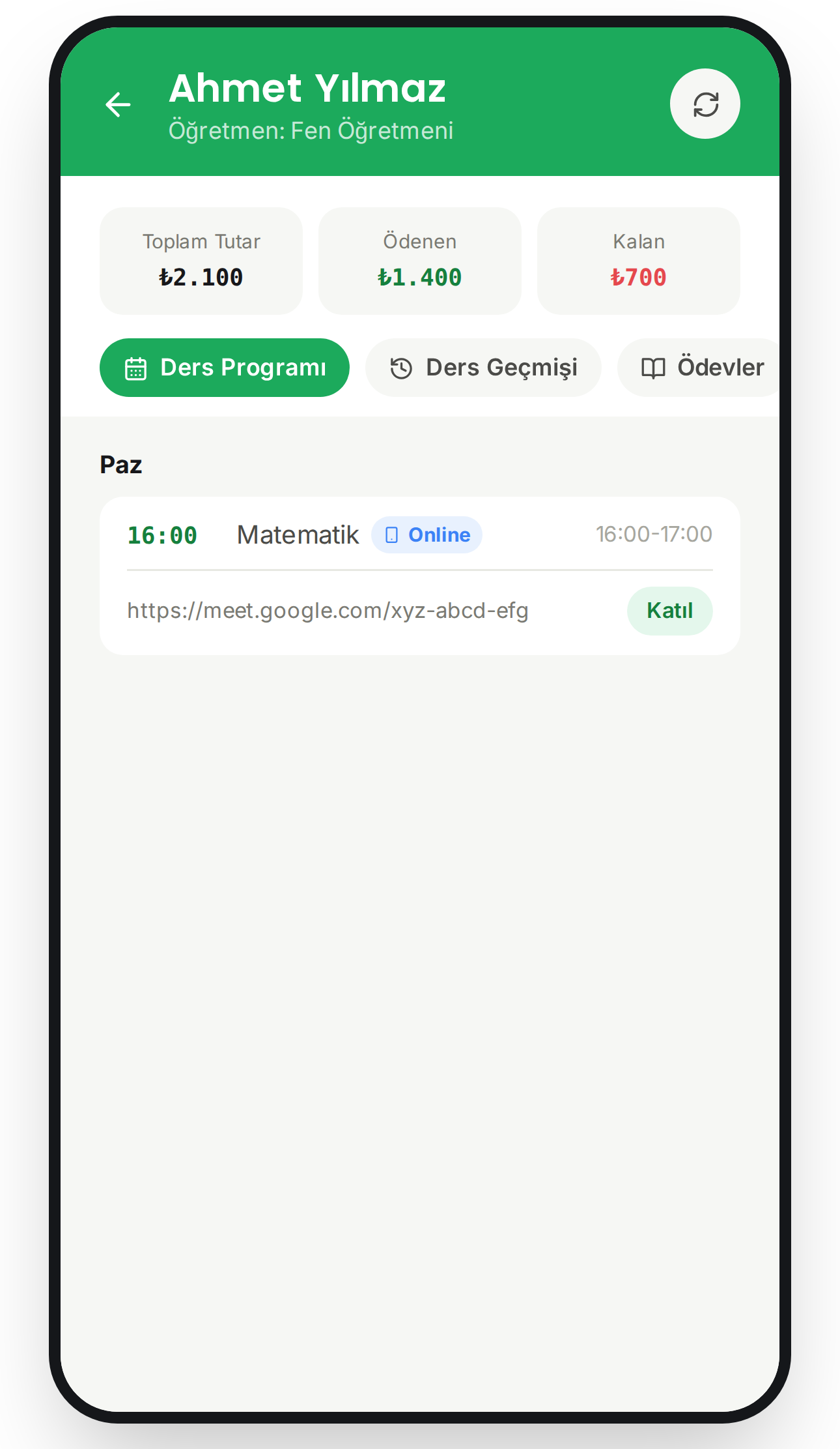 Veli ders programı